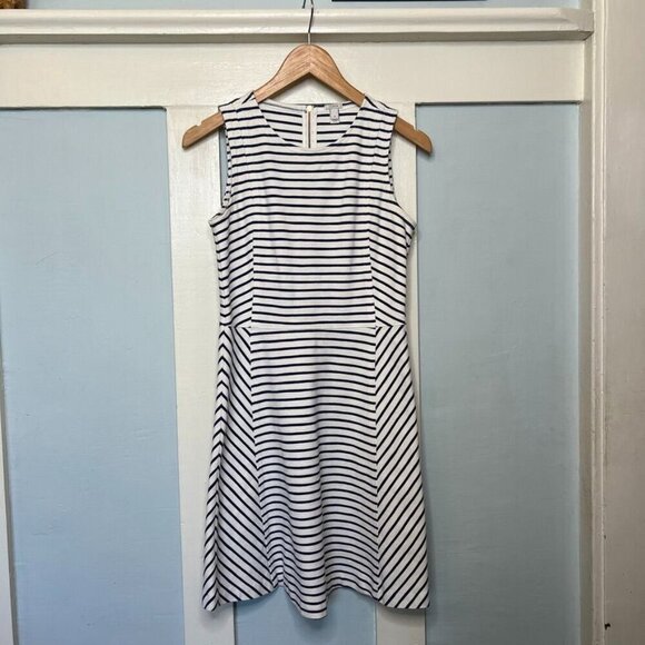 J.Crew Blue & White Striped A-Line Dress Size 2 - Picture 1 of 5